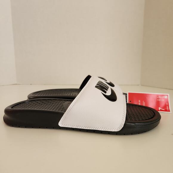 Nike Unisex Benassi JDI Sport Sandal, White/Black/Black, 7 US Men